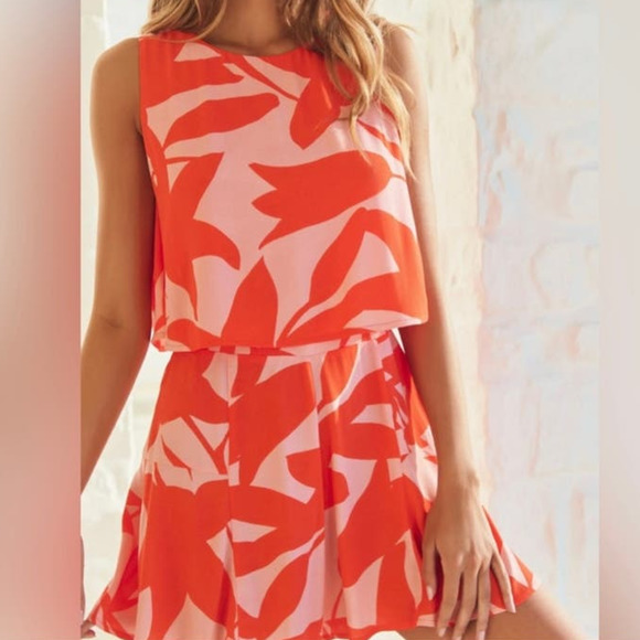 Mister Zimi Charlie Playsuit Tropical Orange Sleeveless Romper US 2 Preowned - Picture 2 of 9